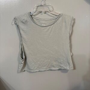 American Eagle Light‎ Grey Sleeveless Cropped Muscle Tank Top (Junior's Small)